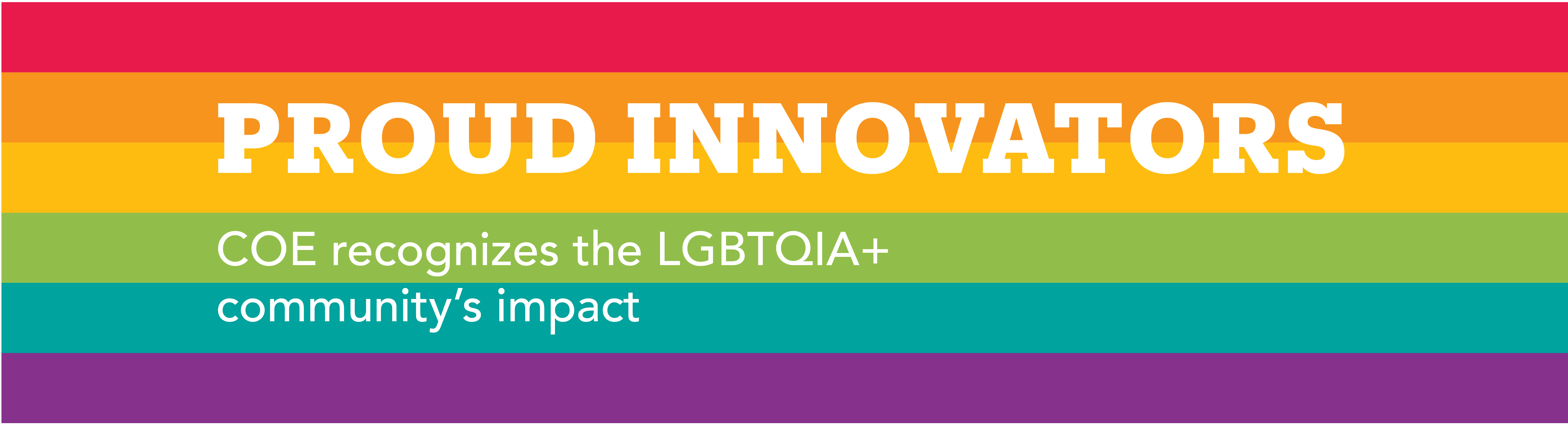 proud innovators title behind rainbow flag