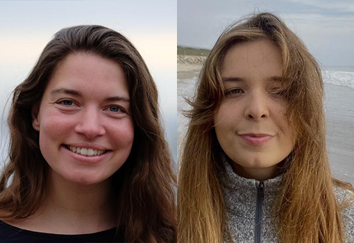 Head shots of associate professor of materials Angela Pitenis (left) and her PhD student Katy Dilley.