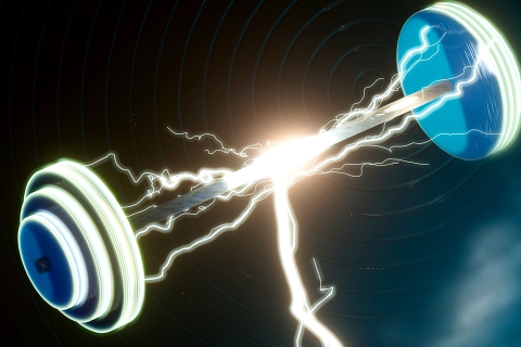 Artist rendition of electricity being applied to battery