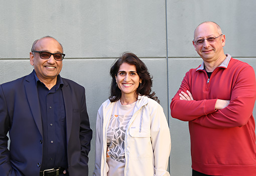 Degree Designers (from left): Divy Agrawal, Diba Mirza, Tevfik Bultan. Photograph by James Badham