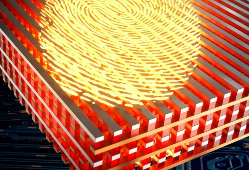 An illustration of a memristor as a cybersecurity device that appeared on the cover of Nature Electronics