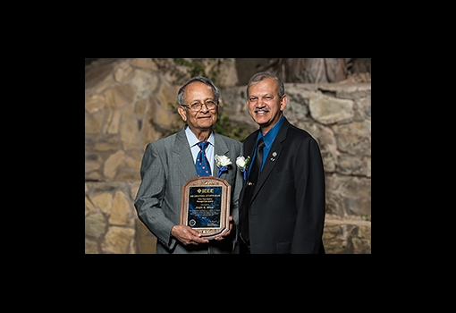 Sanjit Mitra receives the 2017 IEEE Education Activities Board Vice President's Award from Education Vice President Professor S. K. Ramesh.