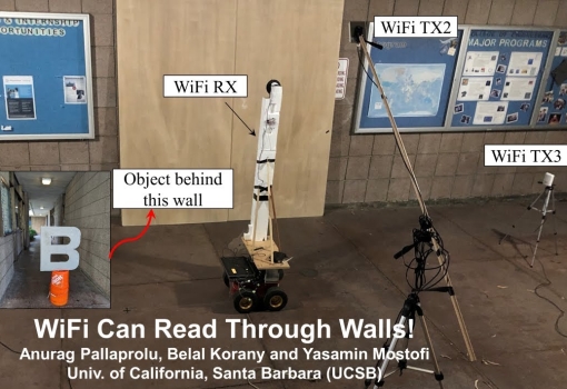 Image of a test setup to illustrate wifi reading through walls
