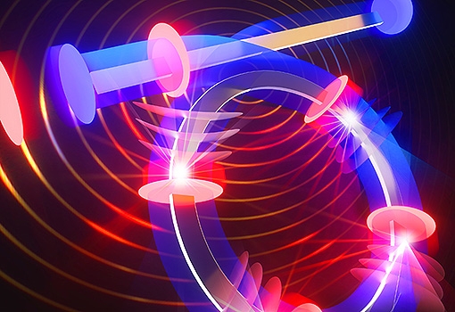 Artist's interpretation of the optical dynamics inside the laser ring cavity of the new Brillouin laser. Illustration by Brian Long