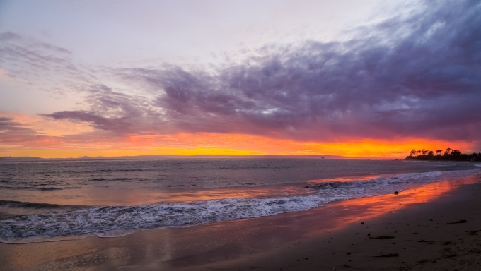 UC Santa Barbara beach at sunset