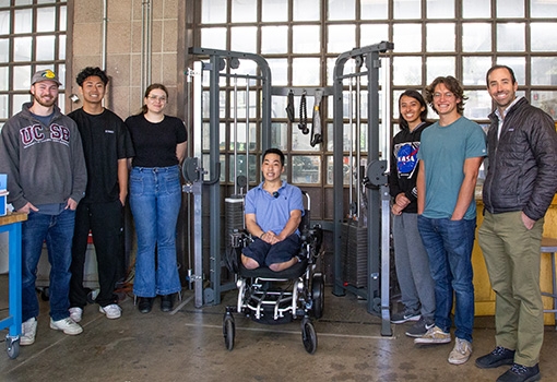 An image of capstone client Steve Ferreira, capstone course instructor Tyler Susko the team: James Freda, Carlos Rivera, Janna Tucker, Joesph Byun, and Cannon Crow.