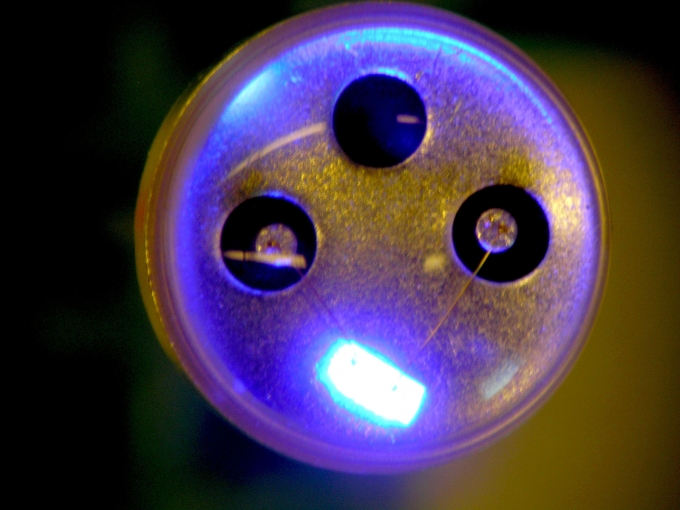 A phosphor is a coating applied to a blue LED to turn blue light white