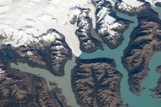 NASA image of the Perito Moreno Glacier in Argentina, as seen from the International Space Station on Feb 21, 2012