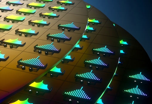 Artist's concept illustration depicting soliton microcombs on silicon wafers. Illustration by Brian Long