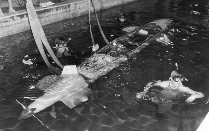 Students in a wave tank